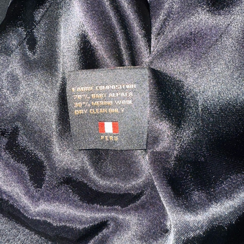 Peruvian Link Collection Baby Alpaca Wool Large Jacket Black Made In Peru RARE - Picture 8 of 8